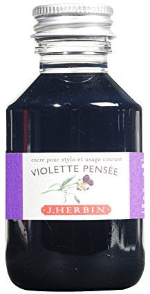 Jacques Herbin 17077T - Writing ink bottle - 100ml - Fountain pens - roller pens - Violette pensée colour - Calligraphy - Writing - Drawing - Painting
