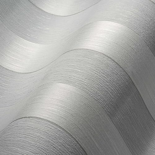 Architects Paper Textiltapete Tessuto 2 Tapete mit Blockstreifen 10,05 m x 0,53 m grau weiß Made in Germany 961941 96194-1