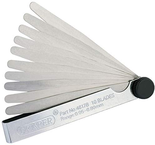Draper Juego métrico de 10 palas de calibre | 0,05 a 0,80 mm | 100 mm de longitud | caja de acero chapado | 36169