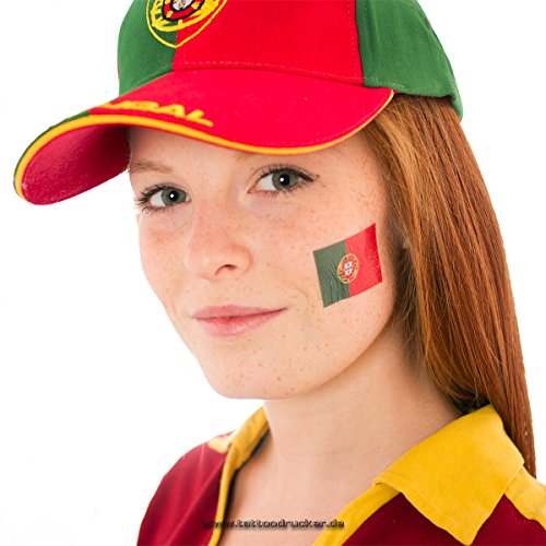 10 x Portugal Tattoo Fan Fahnen Set - EM 2024 - Portugal temporary tattoo Flag (10)