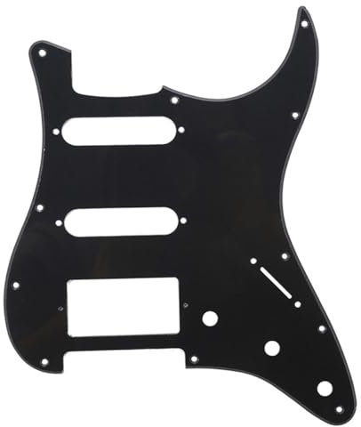 Musiclily HSS 11 Löcher Strat Schlagbrett Pickguard für Fender American/Mexican Standard Stratocaster Modern Style E-Gitarre,1 lagig Schwarz