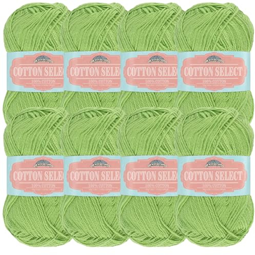 JubileeYarn Cotton Select Yarn - 50g/Skein Sport Weight - Limeade Green - 8 Skeins