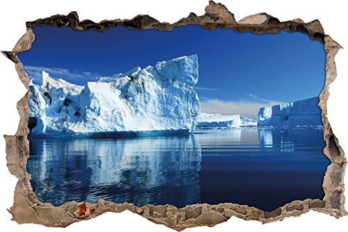 Eisberge in der Diskobucht von Grönland Wanddurchbruch im 3D-Look, Wand- oder Türaufkleber Format: 92x62cm, Wandsticker, Wandtattoo, Wanddekoration