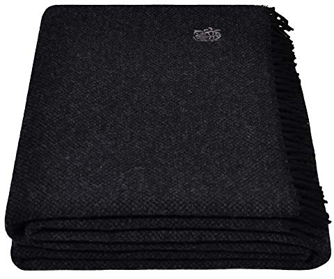 Must Relax-Decke – Wolldecke – hochwertiges Plaid aus reiner Schurwolle mit Fransen – 130x190 cm – 975 slate – von ’zoeppritz since 1828’