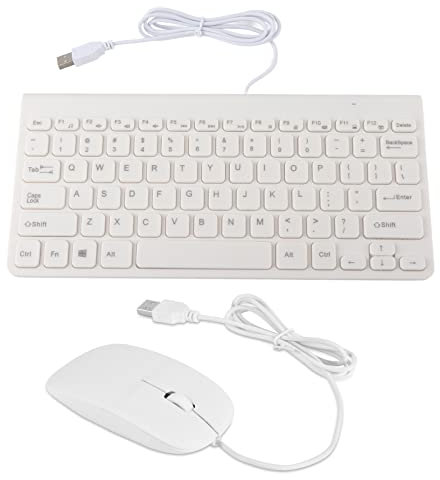 Richer-R Wired Keyboard and Mouse Set,Portable and Lightweight Ultra-Thin USB Wired Keyboard Optical Mouse Mice Set Combo for PC Laptop(White)
