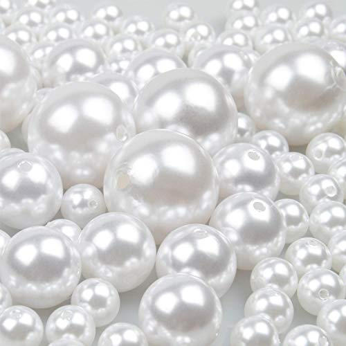 Perlen zum auffädeln lose Perlen für armbänder 70 Stück 12/20/30mm poliert Perlen für Christmas decoration/Vase Füllstoffe/DIY Schmuck Halsketten/Kleidung Dekoration/Hochzeit/Geburtstag Party(Weiß)