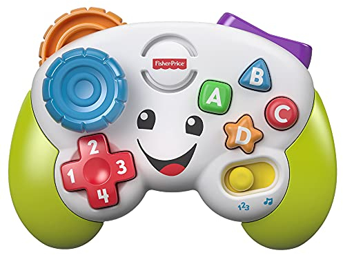 Fisher-Price Jouet Rires et Éveil pour bébé et Tout-Petit, Manette de Jeu et d’Apprentissage, Faux Jeu vidéo Vert avec Musique et lumières, à partir de 6 Mois, Version: Polonais, FWG20