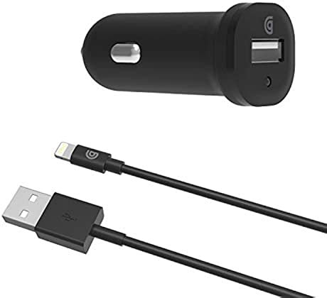 Griffin Single Port 2.4A Car Charger, w/ 1m Lightning Cable - Black