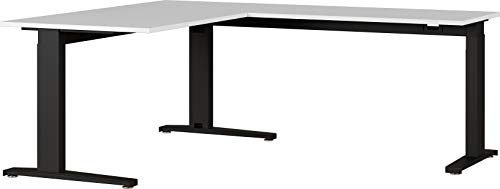 Höheneinstellbarer Winkelschreibtisch Arlington, Für Ergonomisches Arbeiten, Ideal Für Home Office, In Lichtgrau/Schwarz, 160 X 88 X 193 Cm (Bxhxt)