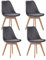 BenyLed Lot de 4 Chaises de Salle à Manger en Velours avec Assise Rembourrée et Pieds en Bois Idéal pour Salle à Manger, Salon, Chambre, etc. Gris