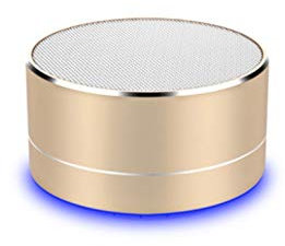 Altavoz de metal Bluetooth para IPHONE SE 2020 Smartphone Puerto USB Tarjeta TF Auxiliar Altavoz Micro Mini (Oro)