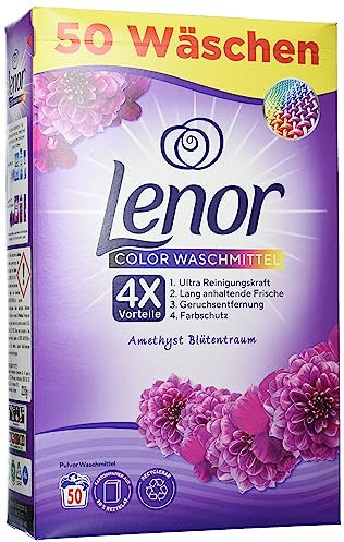 Lenor Color Detersivo in polvere, detergente in polvere, 50 lavaggi, ametista fiore (3,25 kg)