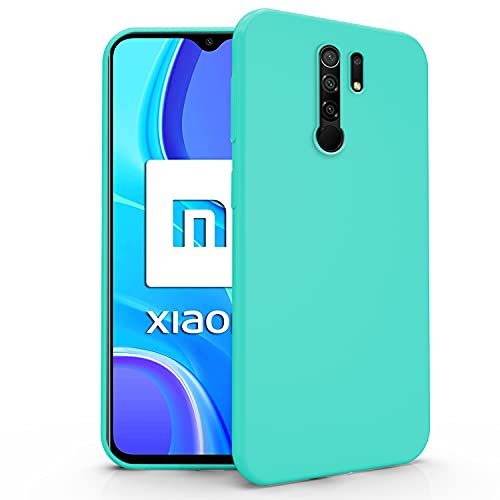 N NEWTOP Cover Compatibile con Xiaomi Redmi 9, Custodia TPU Soft Gel Silicone Ultra Slim Sottile Flessibile Case Posteriore Protettiva (Turchese)