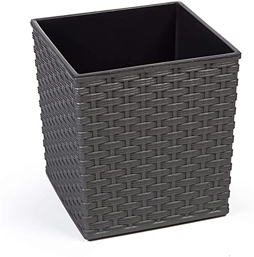 Gordanluk Low Flowerpot Rattan Designed Flowerpot with removable liner large plant pots indoor large plant pots outdoor plant pot flower pots (Grey, 40 x 41.5 cm)