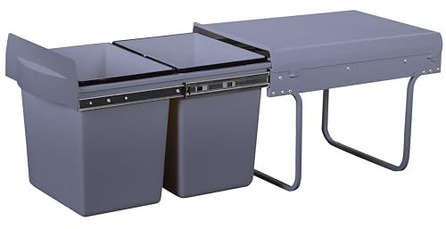 Poubelle encastrée coulissante de cuisine 2 compartiments 36L (2x18L) HYPE avec seau