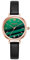 JewelryWe Damenuhr Quarz Analog Armbanduhr Grün Runde Zifferblatt Uhr mit Schwarz Schmal Leder Armband für Frauen Mädchen Muttertagsgeschenk