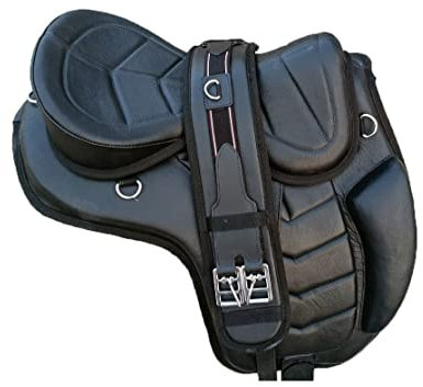 Wonder WishBaumloser Freemax-Pferdeleder-Brauner Softy-Sattel mit passendem Gurt, Black19, 19