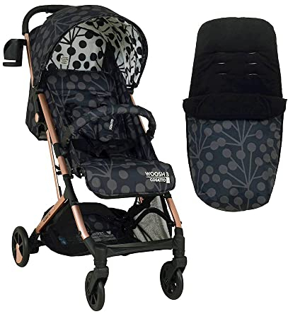 Cosatto Woosh 3 Buggy – Leichter Kinderwagen, Ab Geburt bis 25kg – Einhändig faltbar, kompakt, mit Teleskopgriff, extra großer Korb, Getränkehalter & Regenschutz (Lunaria Blush)