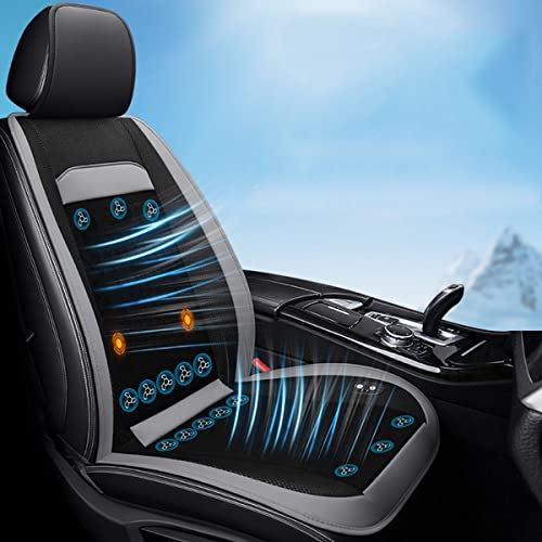 Breadom Coussin de siège d'auto à Refroidissement avec Masseur, Couvercle de Coussin de siège d'auto avec 16 Ventilateurs, Voiture de siège arrière arrière Respirant pour la Conduite d'été