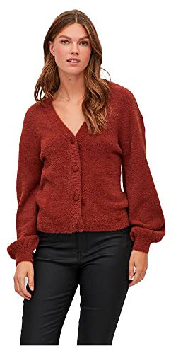 Vila Vilajuli Ls Oversize Rev Knit Cardi-Noos Cardigan, Fired Brick, S Femme
