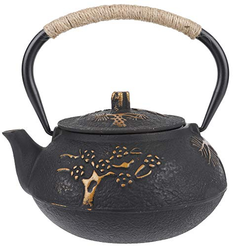 Teekanne aus Gusseisen, 0,9 L, Schwarzer Wasserkocher, Tee-Ei, Teekessel aus Eisen für Haus, Küche, Gastgewerbe, Unterhaltung
