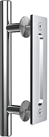 WOLFBIRD 24CM Sliding Barn Door Handle Stainless Steel Pull and Flush Set Two-Sided Silver