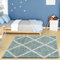 THE RUGS Shaggy Rug – Modern Moroccan Design Rugs for Living Room, Bedroom, Hallway, 3 cm Thick Area Rugs, (Diamond Duck egg blue/Ivory, 120cm Square)