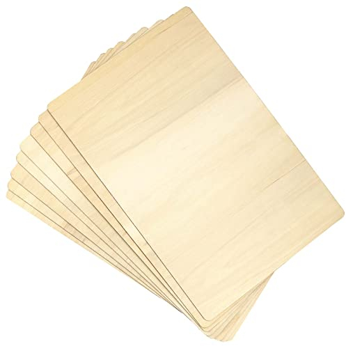 KOHAND 8 PCS Poplar Wood Sheets, 400 x 250 x 4.4 MM Unfinished Wood Craft Model Sheets, Blank Poplar Plywood Board Plate Squares for DIY, Art, Craft, Paint, Decoration