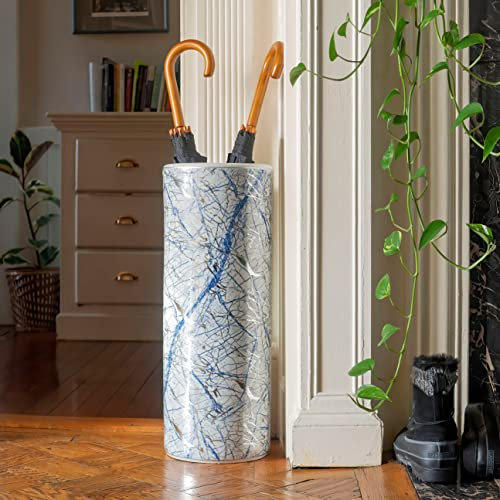 ORIENTAL FURNITURE Porte-Parapluie Abstrait Bleu et argenté 61 cm Paniers et Rangement, Porcelaine