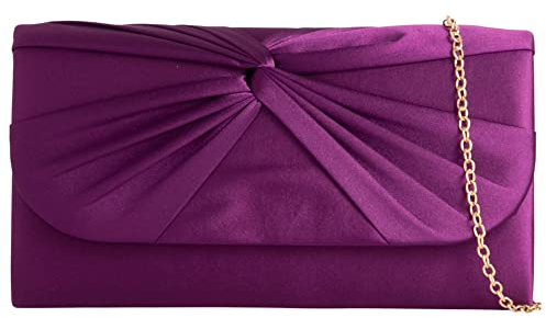 Sac à main en satin plissé pour bal de fin d'année, mariage, soirée, violet, medium