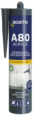 BOSTIK Pro-Sealant A80 Profesional Grade Acrylic Decorators Caulk, Instantly Paintable So Less Downtime, Colour: White, 310ml