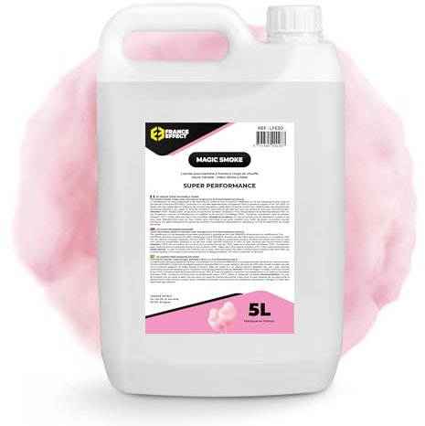 France Effect Magic Smoke® 5L Liquide à fumée parfumé à la barbe à papa - Liquide fumée haute densité pour les machines à fumée - Parfait pour les événements et les attractions - Fabriqué en France