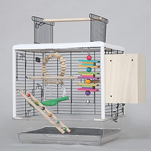 UCCE Vogelkäfig, Papageienkäfig, Haushaltsgroßer Vogelkäfig, interaktiver Papageienkäfig aus Metall mit Zuchtbox und Vogelkäfig (grau)