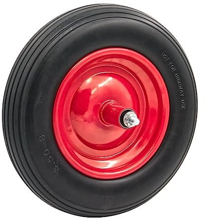 STI Ruota 3.5-8 Ø 360mm Gomma Piena Antiforatura per Carriola compreso asse 210mm x 12mm