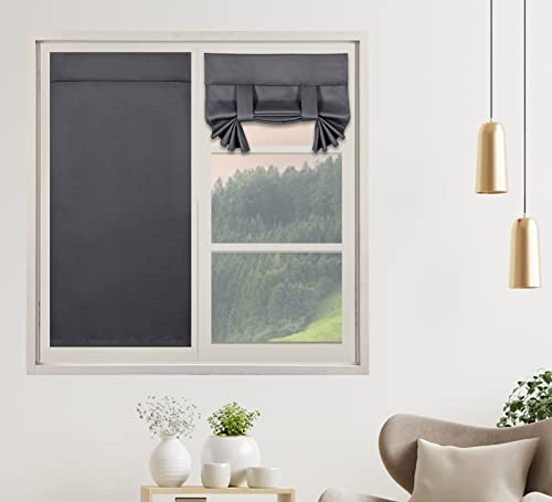 PI, Verdunklungsvorhang für Fenstertür, 2 Panels, thermisch isolierter Sichtschutz, Jalousienvorhang für Glastüren/Klassenzimmer/Schiebetüren, Raffrollo (B 86 cm x L 102 cm, Dunkelgrau)