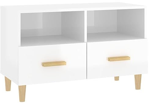 QZZCED TV-Sideboard Fernsehschrank TV-Ständer tv Tisch TV-Schrank Hochglanz-Weiß 80x36x50 cm Holzwerkstoff für Wohnzimmer Schlafzimmer Unterhaltungsgerät