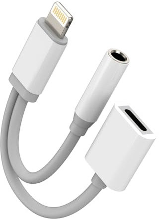 Lightning to 3.5mm Splitter(2in1)for iPhone AUX Adapter Headphone Jack Charger Dongle Cord for Apple MFI Certified for iPad 11 12 13 14 Pro 8 Plus Audio Earbud Power Converter Cable Charging Connector