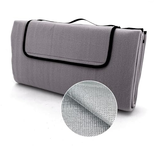 heimtexland XL Picknickdecke wasserdicht Outdoor Strandmatte Isomatte waschbar Campingdecke faltbar mit Tragegriff Festival Zelten Picknick Strand Decke Typ549 Grau 200x200 cm