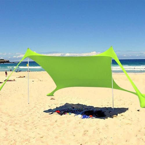 Tienda de campaña de playa, protección solar para tienda de playa, sombrilla de playa, protección UV, toldo para camping, tienda de playa, protección solar, con varillas de aluminio y arena, bolsa de