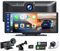 Lamto Wireless CarPlay Android Auto Screen, 9.26-inch Portable Car Stereo with 2.5K+1080P Dashcam Front Rear, Wireless Carplay Screen for Car with Bluetooth,Navigation,Mirror Link,AUX/FM,Voice Control