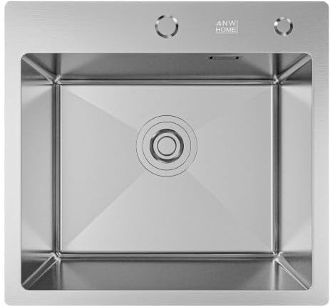 ANW HOME Evier Cuisine 1 Bac 48x45 cm, Inox 304