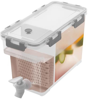 SICHENSH 3.5L Getrankespender mit Zapfhahn und Trennwand Kühlschrank Wasserspender mit Wasserhahn Großer Wasserkrug Limonadenspender Saftspender für Kühlschrank Plastik Wasserspender (Gray)