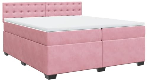 vidaXL Boxspringbett mit Matratze Rosa 200x200 cm Samt