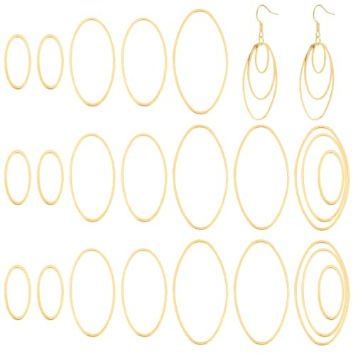 UNICRAFTALE 180 Stück 3 Größen Messing Verbindungsringe Ovale Verbindungsringe Goldene Biegeringe Schmuckringe Verbindungsstücke Hohle Ovale Rahmenringe Für Die Halsketten Armbändern Ohrringen