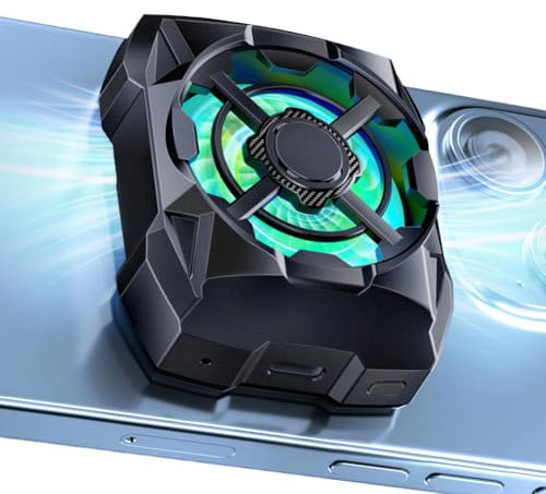 JUCHRZEY Enfriador de teléfono móvil Recargable con luz Azul Ventilador de enfriamiento de teléfono Inalámbrico Magnético 3 Velocidades Enfriador de Juegos Ajustable para iPad Teléfono portá