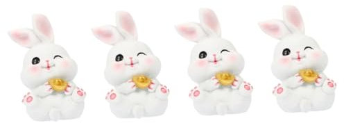 Cabilock 4 Stück Großohriges Kaninchen Ornament Kaninchenfigur Sternzeichen Tierfiguren Küken Spielzeug Miniatur Tier Tischdekoration Spielzeug Für Draußen Küken Spielzeug Mini