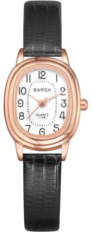 Avaner Uhren Damen Leder Armband: Kleine Ovale Damenuhr mit Römischen Ziffernskala Rechteckiges Armbanduhr Analoges Quarzuhr als Geschenke für Frauen