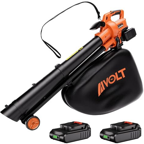 AIVOLT 40V Cordless Leaf Blower and Vacuum, Electric Leaf Shredder with 40L Mulching Bag, 257km/h, 17m³/min, 15:1 Shredding Ratio (2 Pcs Batteries & Charger Included)