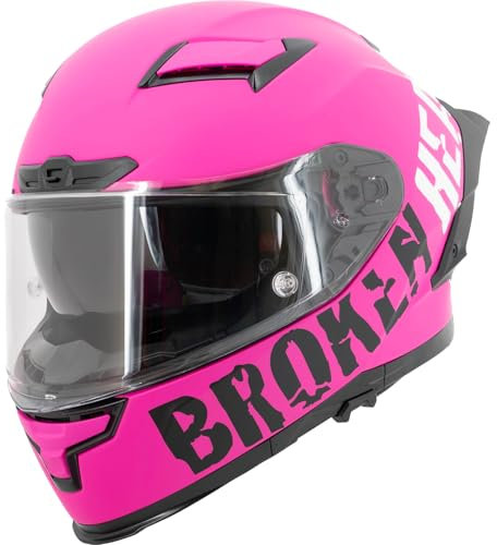 Broken Head Street Division - Motorradhelm Mit Sonnenblende und Spoiler - Integral-Helm - Ltd. Edition - Matt (Pink Matt, S 55-56 cm)
