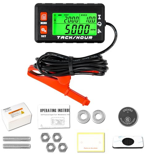 NInE-ROnG Contagiri digitale con morsetto a coccodrillo, nessun avvolgimento del cavo, batteria sostituibile incorporata, retroilluminazione regolabile, indicatore di manutenzione impermeabile per